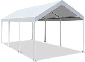 abba patio 10 x 20 ft heavy duty carport car canopy garage boat shelter portable tent for outdoor party, wedding, birthday, garden, with 8 legs ivory