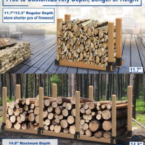 Artibear Depth Adjustable Firewood Rack Brackets for Outdoor, 2x4 Wood Storage Holder Kit for Indoor Fireplace, 2 Packs (2x4s not Include)