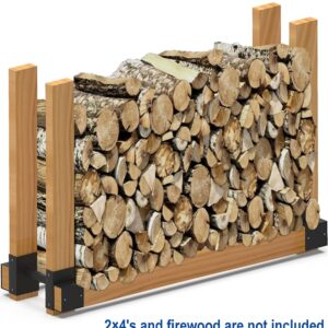 Artibear Depth Adjustable Firewood Rack Brackets for Outdoor, 2x4 Wood Storage Holder Kit for Indoor Fireplace, 2 Packs (2x4s not Include)