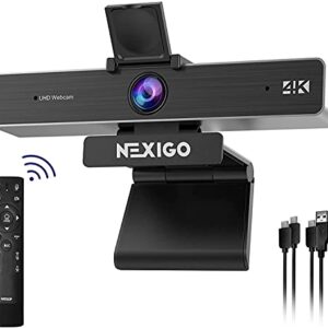 NexiGo Zoom Certified, N950P 4K Zoomable Webcam with Remote Control, Sony_Starvis Sensor, 5X Digital Zoom, Pro Web Camera with Dual Stereo Mics, for Zoom Skype Teams Twitch