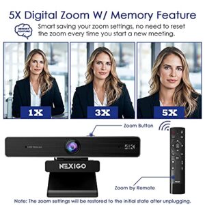 NexiGo Zoom Certified, N950P 4K Zoomable Webcam with Remote Control, Sony_Starvis Sensor, 5X Digital Zoom, Pro Web Camera with Dual Stereo Mics, for Zoom Skype Teams Twitch