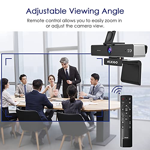 NexiGo Zoom Certified, N950P 4K Zoomable Webcam with Remote Control, Sony_Starvis Sensor, 5X Digital Zoom, Pro Web Camera with Dual Stereo Mics, for Zoom Skype Teams Twitch