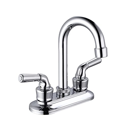 SOLVEX 2 Handle Bathroom Faucet 4 Inch Centerset Bathroom Sink Faucet,3 Hole Bathroom Faucet Chrome,Bathroom Basin Faucet with Deck Mounted Lever Handle,US-SP-40003-1