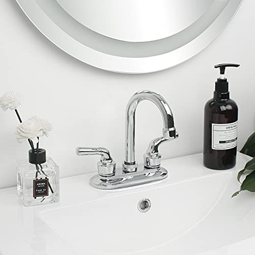 SOLVEX 2 Handle Bathroom Faucet 4 Inch Centerset Bathroom Sink Faucet,3 Hole Bathroom Faucet Chrome,Bathroom Basin Faucet with Deck Mounted Lever Handle,US-SP-40003-1