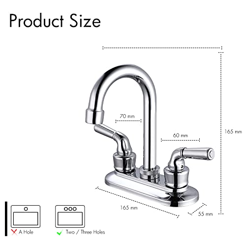 SOLVEX 2 Handle Bathroom Faucet 4 Inch Centerset Bathroom Sink Faucet,3 Hole Bathroom Faucet Chrome,Bathroom Basin Faucet with Deck Mounted Lever Handle,US-SP-40003-1