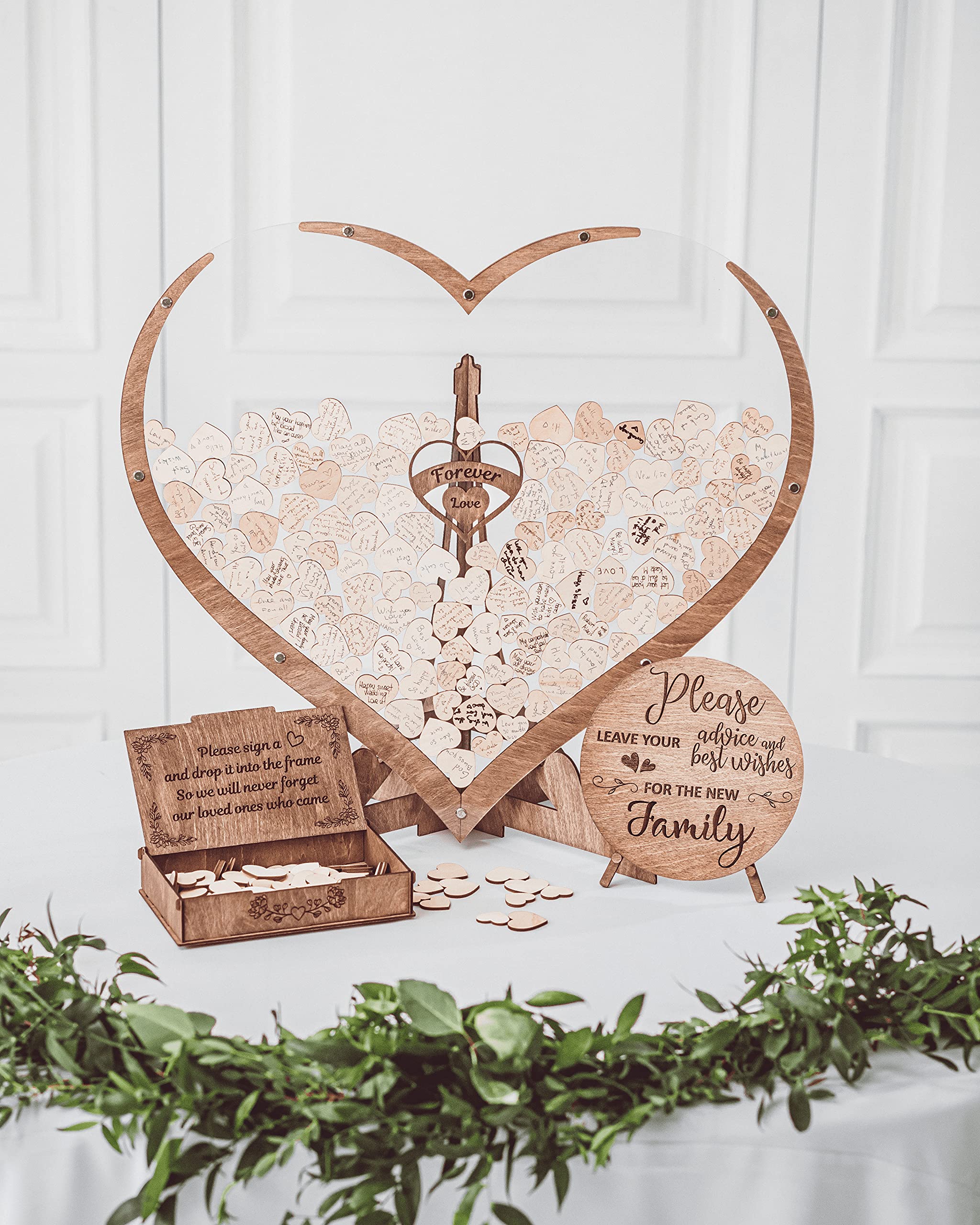 Wedding Guest Book Alternative | Guest Book Frame | Circle Frame Guest Book | Drop Top Frame from 200 hearts | Wooden Drop Box | Rustic Wedding Decor | Customize central part