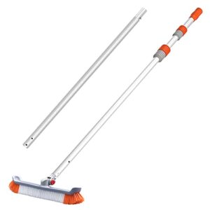 agiiman swimming pool brushes with 16ft pole -18 polished nylon bristles pool brush head - designed for cleans walls, tiles & floors effortlessly