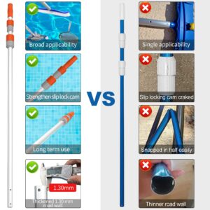 AgiiMan Aluminum Telescoping Swimming Pool Pole 16 Foot, Pool Net Skimmer Rake Vacuum Head Brush Cleaning Heavy Duty