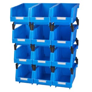 aercana tool bins garage storage bins small parts container stacking storage bin wall mounted storage bins(blue,pack of 12)