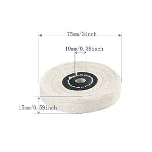 Luo ke 5 Pcs 3'' Cotton Polishing Wheel, 3/8'' Arbor Abrasive Buffing Wheel Fine Finishing Kits Lapidary Polishing Set for Bench Grinder/Buffer