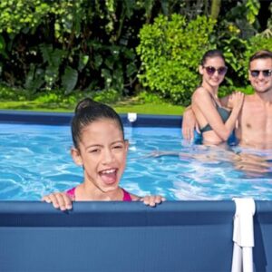 Bestway Steel Pro 13 Foot x 32 Inch Rectangular Above Ground Outdoor Pool Steel Framed Vinyl Swimming Pool with 1,506 Gallon Water Capacity, Blue