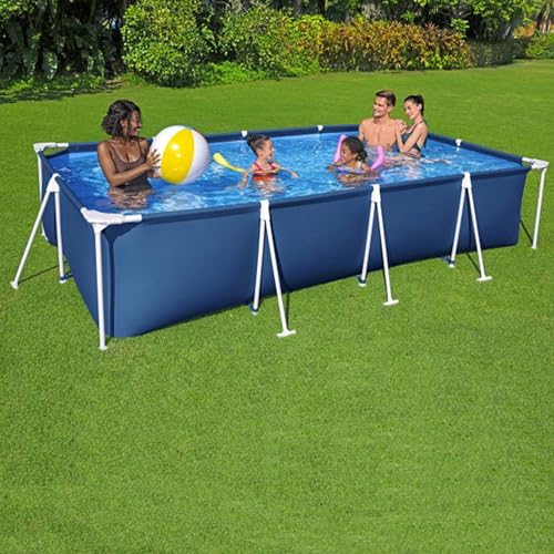 Bestway Steel Pro 13 Foot x 32 Inch Rectangular Above Ground Outdoor Pool Steel Framed Vinyl Swimming Pool with 1,506 Gallon Water Capacity, Blue