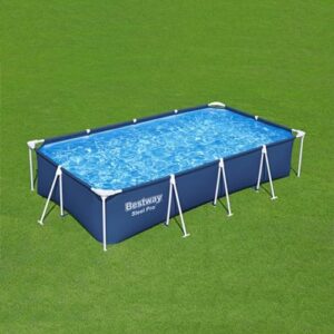 Bestway Steel Pro 13 Foot x 32 Inch Rectangular Above Ground Outdoor Pool Steel Framed Vinyl Swimming Pool with 1,506 Gallon Water Capacity, Blue