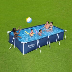 Bestway Steel Pro 13 Foot x 32 Inch Rectangular Above Ground Outdoor Pool Steel Framed Vinyl Swimming Pool with 1,506 Gallon Water Capacity, Blue