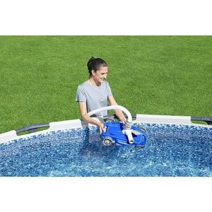 Bestway FlowClear AquaDrift Automatic Above Ground Swimming Pool Vacuum Cleaner with Multidirectional Wheels and 3 Adjustable Settings, Blue