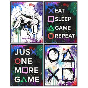 game room decor - video arcade remote control wall decor poster - gift for gamers, men, teens - xbox, ps4, playstation, video game, arcade - gaming controller art - dorm, bar, boys room, kids bedroom