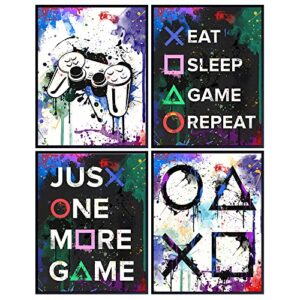 Game Room Decor - Video Arcade Remote Control Wall Decor Poster - Gift for Gamers, Men, Teens - Xbox, PS4, PlayStation, Video Game, Arcade - Gaming Controller Art - Dorm, Bar, Boys Room, Kids Bedroom