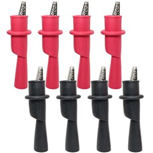 lrong 8pcs multimeter alligator clips set, test probe push on alligator clips crocodile clamps for test leads, 4 pieces red +4 pieces black (mactppc-r-b-8)