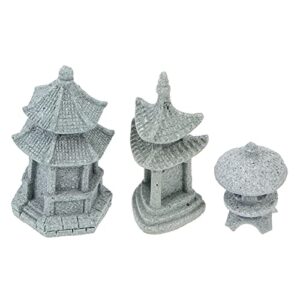 generic 3pcs mini pagoda statue japanese style pagoda lantern mini fairy decor for garden patio micro landscape yard bonsai