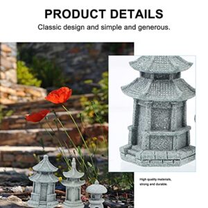 generic 3Pcs Mini Pagoda Statue Japanese Style Pagoda Lantern Mini Fairy Decor for Garden Patio Micro Landscape Yard Bonsai