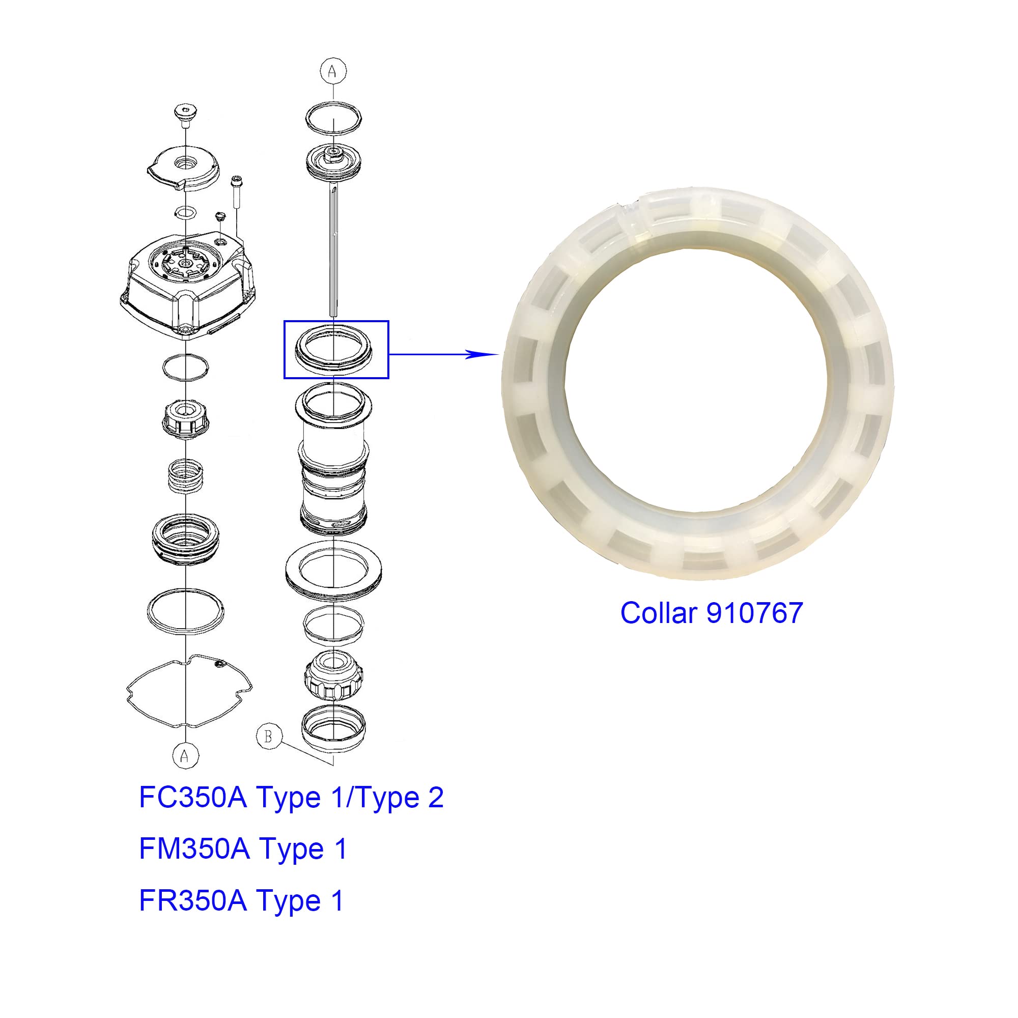 PU Collar 910767 Compatible With Porter Cable Air Nailer Collar FC350A Type 1 FC350A Type 2 FM350A Type 1 FR350A Type 1