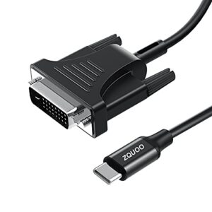 zquoo usb c to dvi cable adapter, 4k@30hz, 6.5ft thunderbolt 3 type c to dvi(24+1) male cable compatible with macbook pro, dell xps 13, surface book 2, galaxy s10 and more