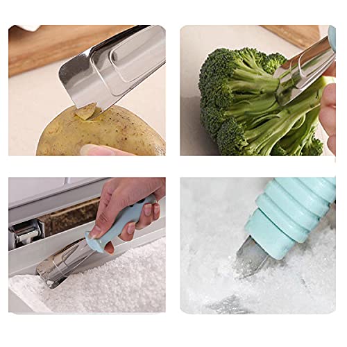 Fridge Freezer De-Icer Ice Scraper，Icebox Ice Scraper, Freezer Stainless Steel Deice Shovel Refrigerator Deicer Home Cleaning Gadget Ice Shovel Defrosting Shovel，Defrosting Scraper Gadgets （Blue