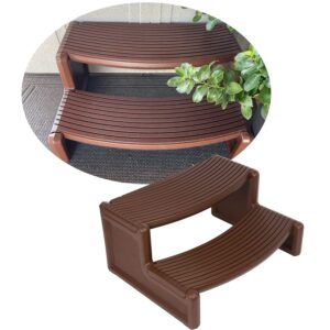 hecasa spa step hot tub 2-step universal outdoor indoor step stool pool ladder plastic handi step slip resistant striped
