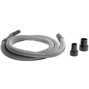 cen-tec systems 10 ft. premium shop vacuum extension hose with 2 tank adapters and 1.25" curved end,120"l x 1.25"w, silver