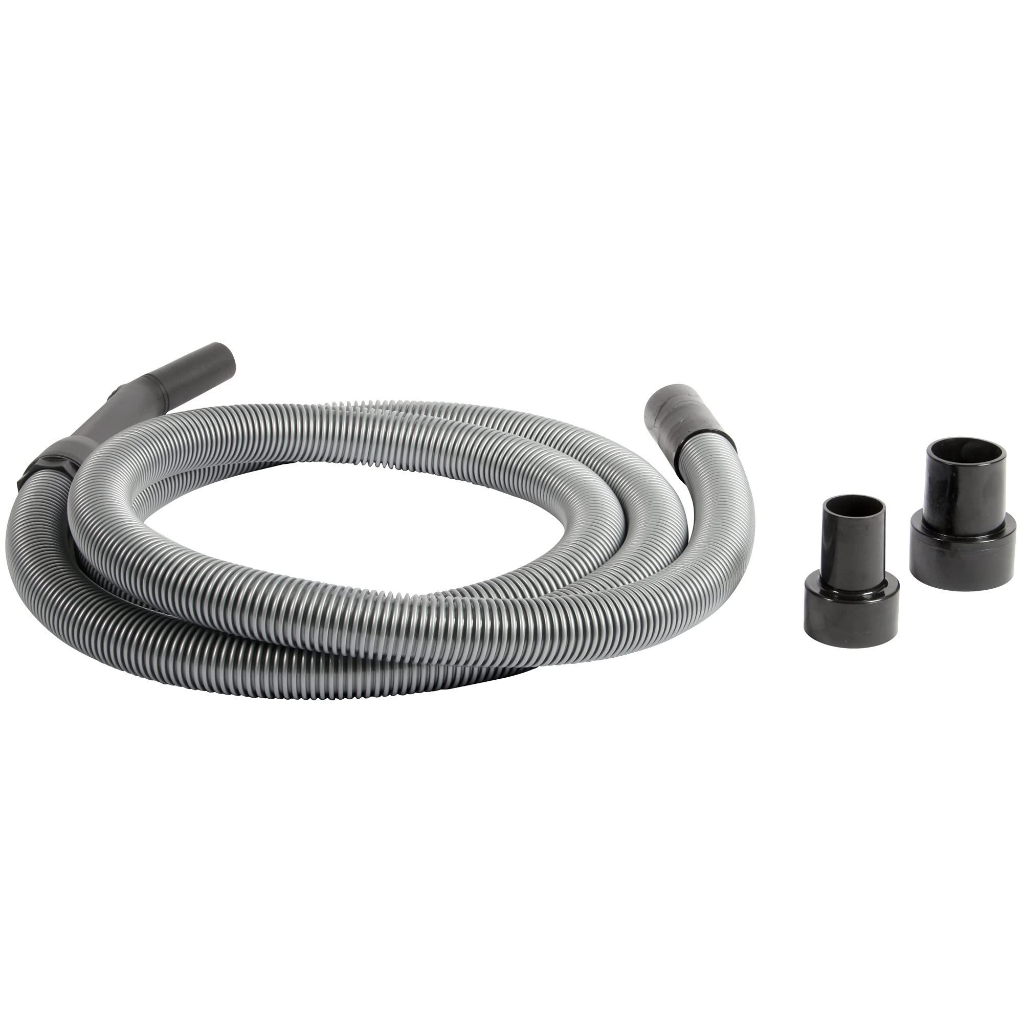 Cen-Tec Systems 10 Ft. Premium Shop Vacuum Extension Hose with 2 tank adapters and 1.25" curved end,120"L x 1.25"W, Silver