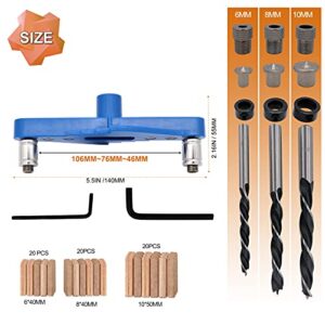 AeKeatDa 74 PCS Self Centering Dowel Jig Kit with Dowel Pins and Bits for Working Drilling and Marking