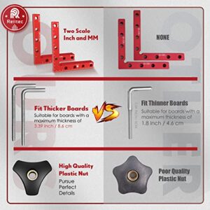 Upgrade Relitec R 90 Degree Corner clamp, clamping square, Right Angle Clamp, Positioning Squares 4 Aluminum Alloy Squares (14cm/5.5")+ 8 Clamps Woodworking Tools for Frame Cabinet