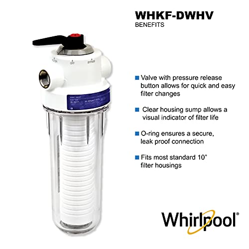 Whirlpool 10" x 2.5" Whole House Water Filter System WHKF-DWHV, 3/4" Ports, Replacement Cartridge GD05 & Kit Included, NSF Certified