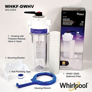 Whirlpool 10" x 2.5" Whole House Water Filter System WHKF-DWHV, 3/4" Ports, Replacement Cartridge GD05 & Kit Included, NSF Certified