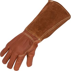 kbar7 welding gloves 1 pair heat resistant for forging, stick, mig tig womens and mens xs, small, medium,large,xl, xxl (xs, brown)