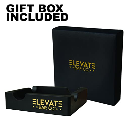 Elevate Bar Co.™ Shatterproof Silicone 4-Person Cigar Ashtray, Built with Extra Wide Cigar Rest, Designed for indoor and outdoor use