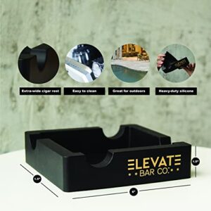 Elevate Bar Co.™ Shatterproof Silicone 4-Person Cigar Ashtray, Built with Extra Wide Cigar Rest, Designed for indoor and outdoor use