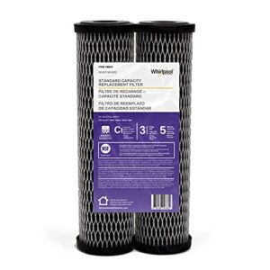 whirlpool cto replacement filter whkf-whwc, 10-inch carbon wrap cartridge reduces chlorine taste & odor, 5-micron nsf certified for whole house sediment filtration or undersink drinking system, 2-pack