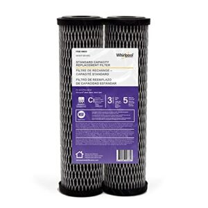 Whirlpool CTO Replacement Filter WHKF-WHWC, 10-inch Carbon Wrap Cartridge Reduces Chlorine Taste & Odor, 5-Micron NSF Certified for Whole House Sediment Filtration or Undersink Drinking System, 2-Pack