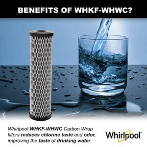 Whirlpool CTO Replacement Filter WHKF-WHWC, 10-inch Carbon Wrap Cartridge Reduces Chlorine Taste & Odor, 5-Micron NSF Certified for Whole House Sediment Filtration or Undersink Drinking System, 2-Pack