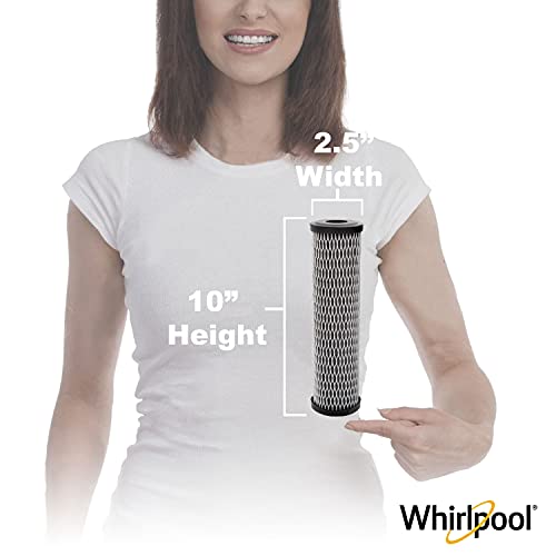 Whirlpool CTO Replacement Filter WHKF-WHWC, 10-inch Carbon Wrap Cartridge Reduces Chlorine Taste & Odor, 5-Micron NSF Certified for Whole House Sediment Filtration or Undersink Drinking System, 2-Pack