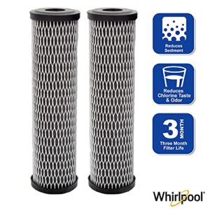 Whirlpool CTO Replacement Filter WHKF-WHWC, 10-inch Carbon Wrap Cartridge Reduces Chlorine Taste & Odor, 5-Micron NSF Certified for Whole House Sediment Filtration or Undersink Drinking System, 2-Pack