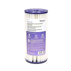 whirlpool whole house large capacity pleated sediment filter whkf-whplbb, nsf certified 30 micron rating reduces sand, soil, silt & rust, 4.5" diameter fits most home water filtration housings