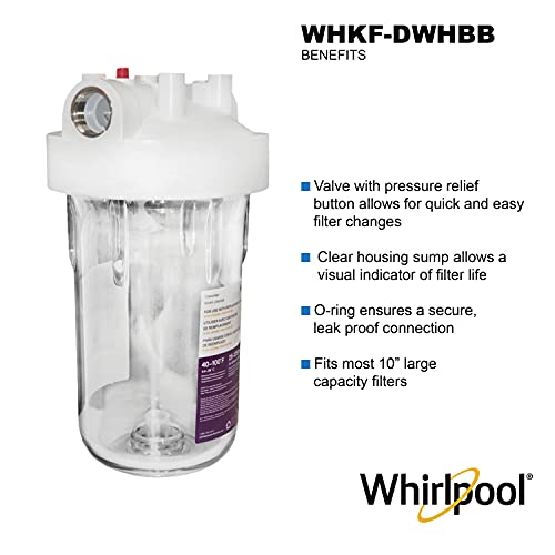 Whirlpool Large Capacity 10" x 4.5" Whole House Water Filter System WHKF-DWHBB, 1" Port, NSF Certified Reduces Sediment, Sand, Soil, Silt, Rust, Includes Filter Housing, Installation Kit & Timer