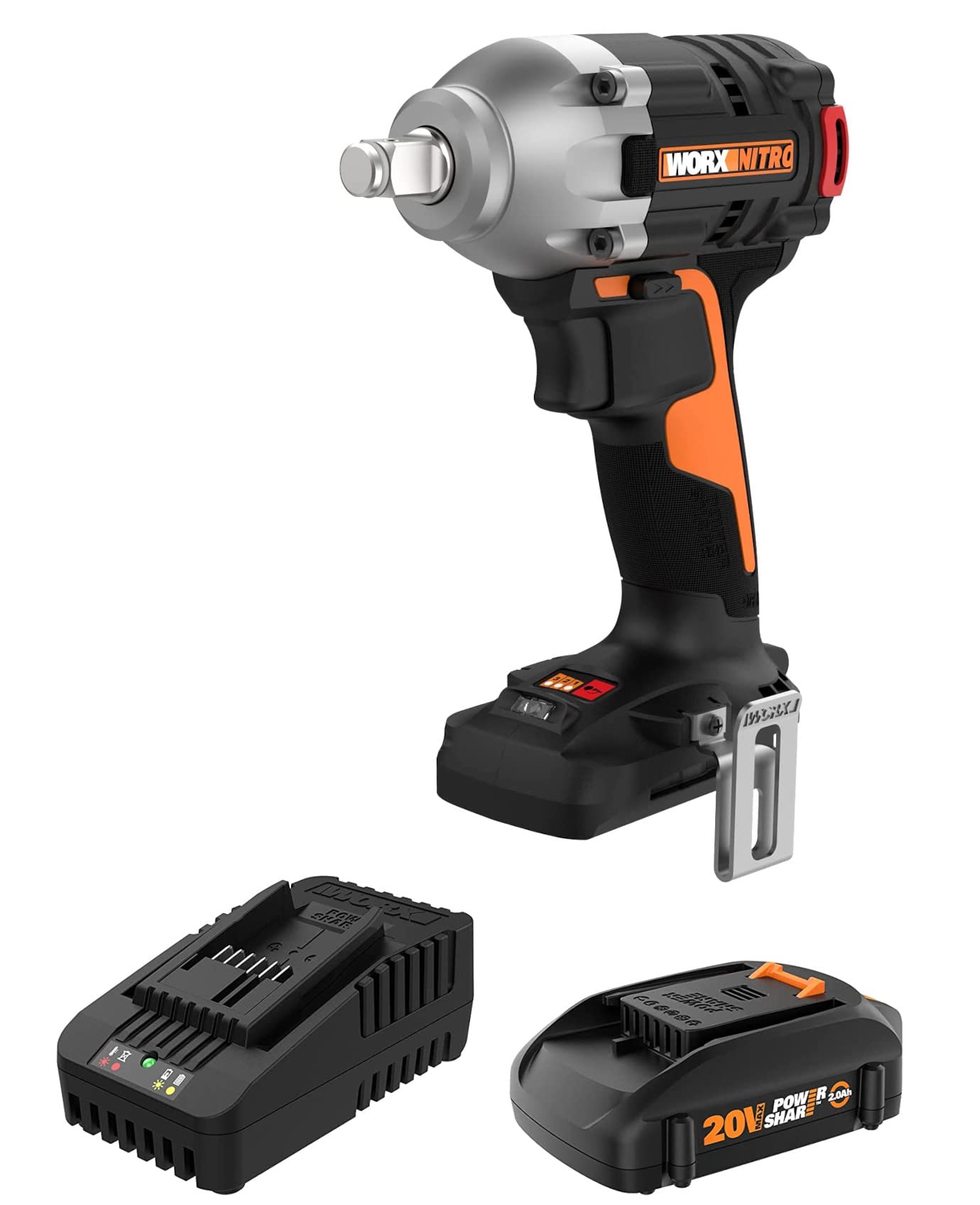 WORX Nitro WX272L 20V Power Share 1/2" Cordless Impact Wrench with Brushless Motor