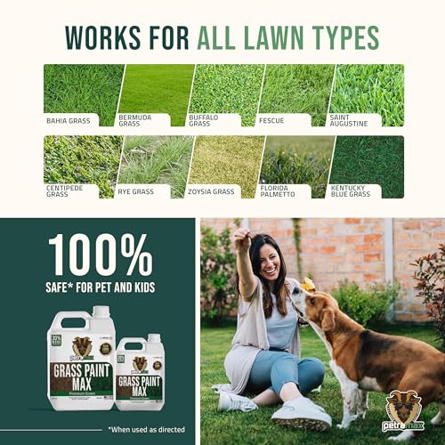 PetraTools Grass Paint Max Strength, Green Grass Lawn Spray for Dead & Dormant Lawn Paint, Green Lawn Spray, Grass Paint for Lawn, Lawn Spray Paint, Long-Lasting Concentrate Green Dye for Lawn (32oz)