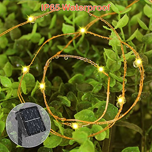 Extra-Long Solar String Lights Outdoor Waterproof - 4-Pack Each 72FT 200 LED Solar Powered Fairy Lights - 8 Modes Copper wire lights for Patio Trees Garden Party Christmas Wedding (Warm White)