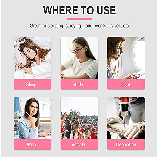 LYSIAN Slim Size Foam Ear Plugs for Noise Reduction Small Ear Women, Kids-35dB SNR Noise Canceling Earplugs for Sleeping, Snoring, Work, Shooting, Study Loud Noise, Pink-100 Pairs,