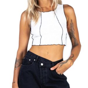 bravetoshop women's y2k knitted vest sleeveless crop tops slim fit knitwear tank tops fashion streetwear clothes (white,xl)