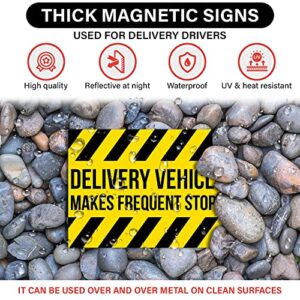3 Pack Heavy Duty Magnetic Delivery Vehicle Frequent Stops Signs 2(11×7") 1(11"×3") Amazon Delivery Driver Car Sign For Flex Drivers, Doordash, Newspaper Delivery, Reflective At Night UPGRADED